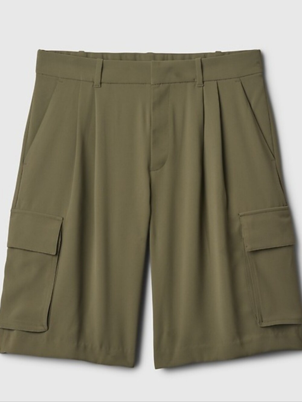 GAP High Rise Twill Pleated Olive Flowy Bermuda Utility Cargo  Shorts for Women
